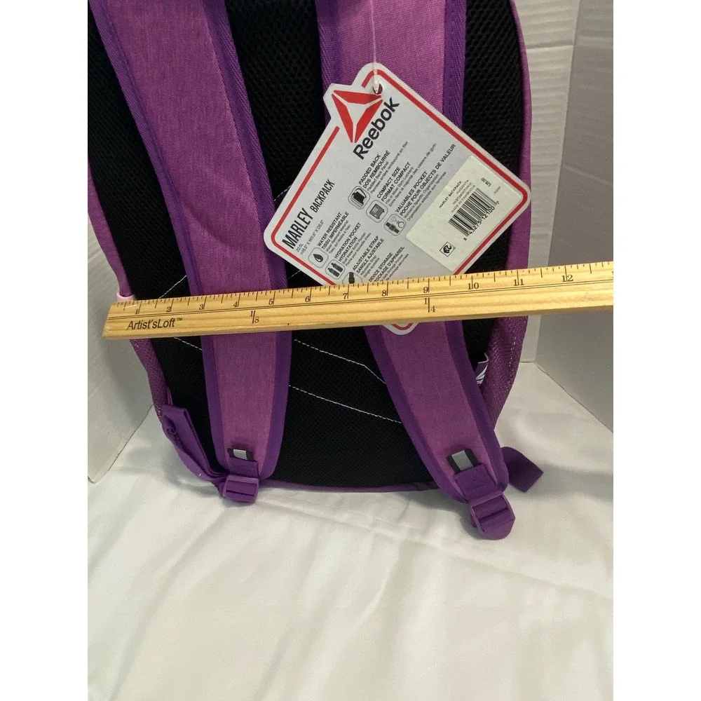 Reebok Marley Backpack Womens NSZ Purple Water Resistant Laptop Sleeve NEW